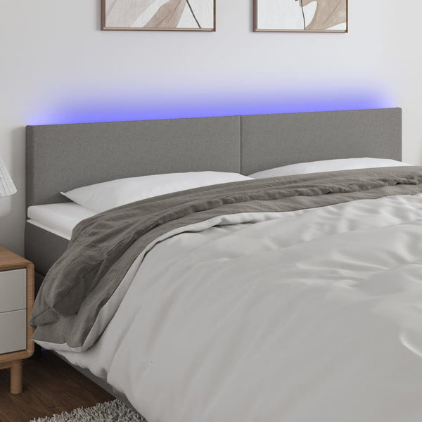 Led Headboard Dark Grey 200X5x78/88 Cm Fabric Headboards & Footboards