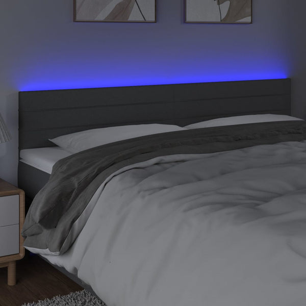 Led Headboard Dark Grey 160X5x78/88 Cm Fabric Headboards & Footboards