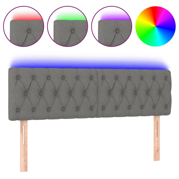 Led Headboard Dark Grey 160X7x78/88 Cm Fabric Headboards & Footboards
