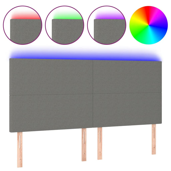 Led Headboard Dark Grey 200X5x118/128 Cm Fabric Headboards & Footboards