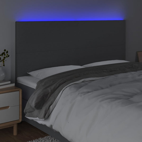 Led Headboard Dark Grey 200X5x118/128 Cm Fabric Headboards & Footboards