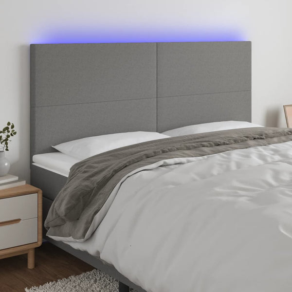 Led Headboard Dark Grey 200X5x118/128 Cm Fabric Headboards & Footboards