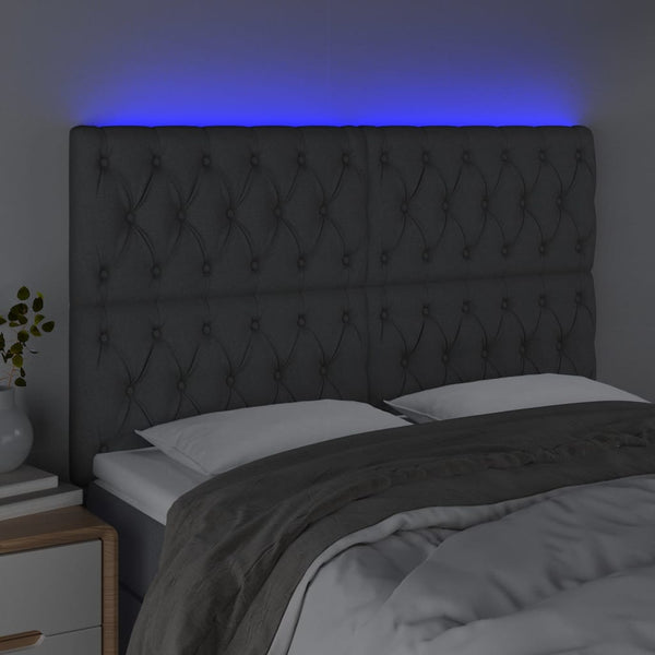 Led Headboard Dark Grey 160X7x118/128 Cm Fabric Headboards & Footboards
