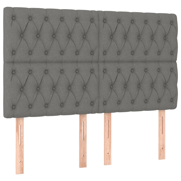 Led Headboard Dark Grey 160X7x118/128 Cm Fabric Headboards & Footboards