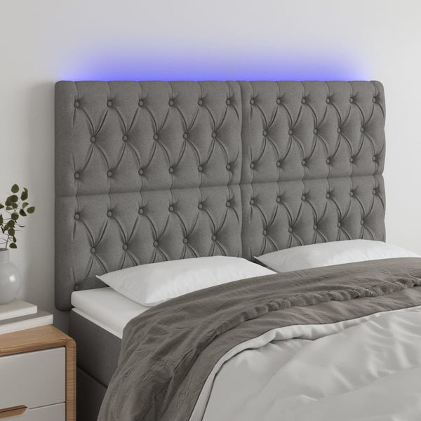Led Headboard Dark Grey 160X7x118/128 Cm Fabric Headboards & Footboards