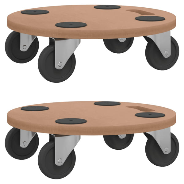 Vidaxl Dolly Trolleys 2 Pcs Round Engineered Wood Other Material Handling