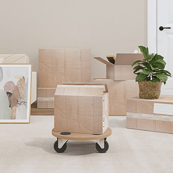 Vidaxl Dolly Trolleys 2 Pcs Round Engineered Wood Other Material Handling