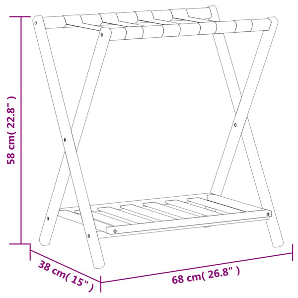 Vidaxl Luggage Rack 68X38x58 Cm Bamboo Other Luggage