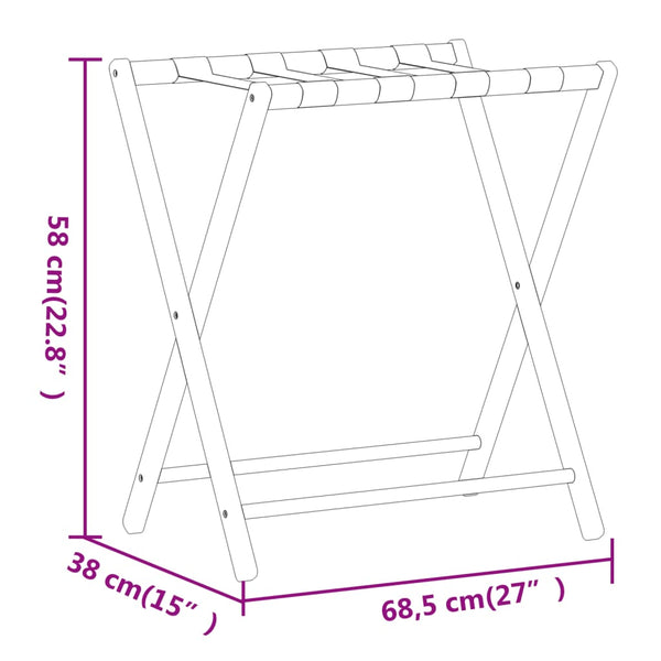 Vidaxl Luggage Rack 68.5X38x58 Cm Bamboo Other Luggage