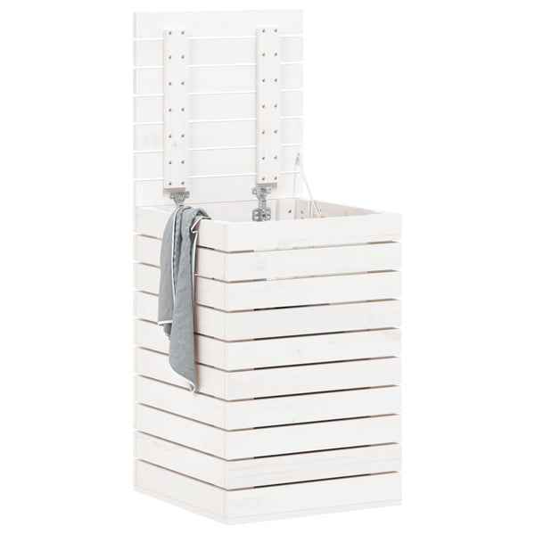 Laundry Baskets & Hampers Laundry Basket White 44X44x66 Cm Solid Wood Pine