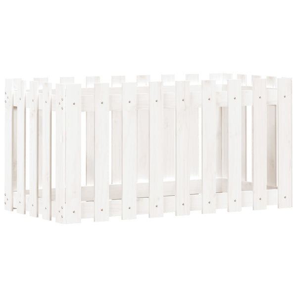 Vidaxl Garden Raised Bed With Fence Design White 100X50x50 Cm Solid Wood Pine Raised Garden Beds