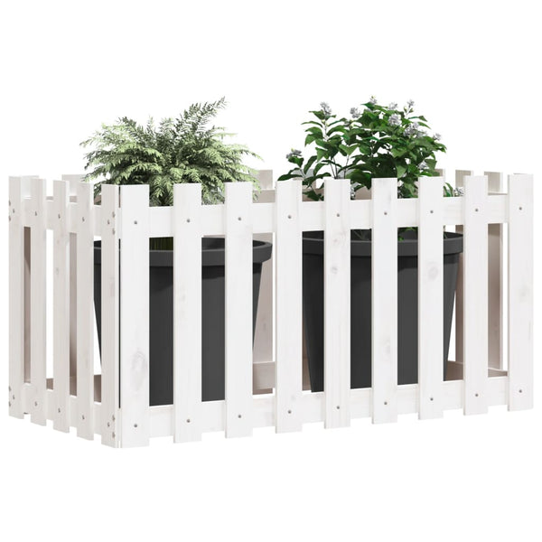 Vidaxl Garden Raised Bed With Fence Design White 100X50x50 Cm Solid Wood Pine Raised Garden Beds
