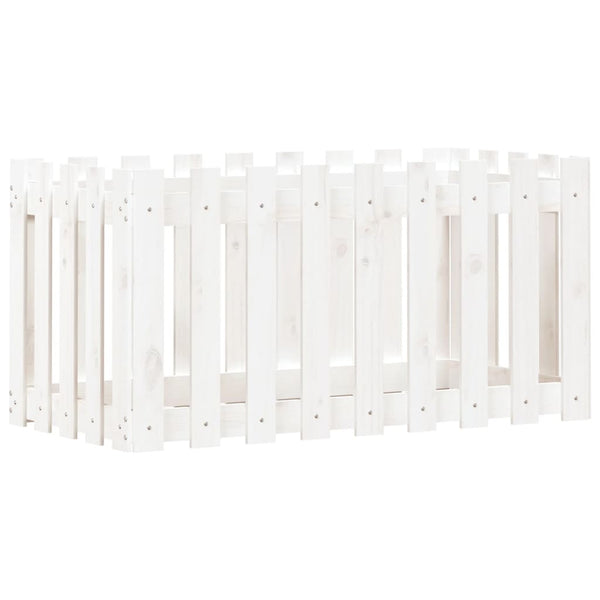 Vidaxl Garden Raised Bed With Fence Design White 100X50x50 Cm Solid Wood Pine Raised Garden Beds