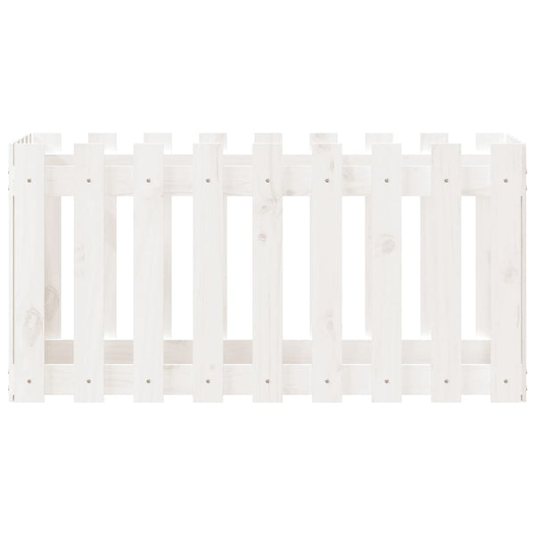 Vidaxl Garden Raised Bed With Fence Design White 100X50x50 Cm Solid Wood Pine Raised Garden Beds