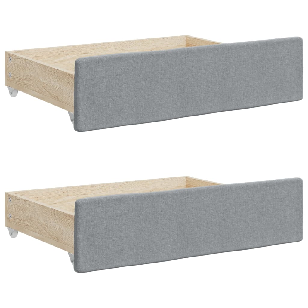 Bed Drawers 2 Pcs Light Grey Engineered Wood And Fabric Double Bed Frames