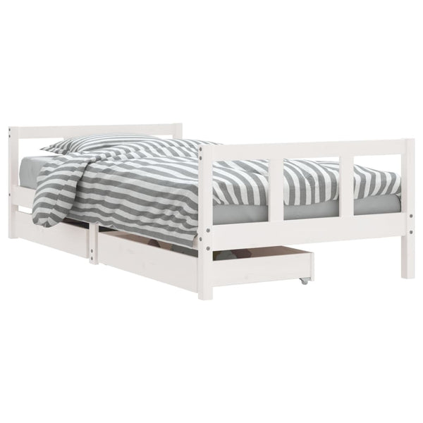 Single Bed Frames Kids Bed Frame With Drawers White 90X190 Cm Solid Wood Pine
