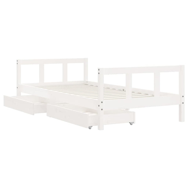 Single Bed Frames Kids Bed Frame With Drawers White 90X190 Cm Solid Wood Pine