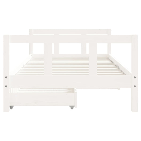 Single Bed Frames Kids Bed Frame With Drawers White 90X190 Cm Solid Wood Pine