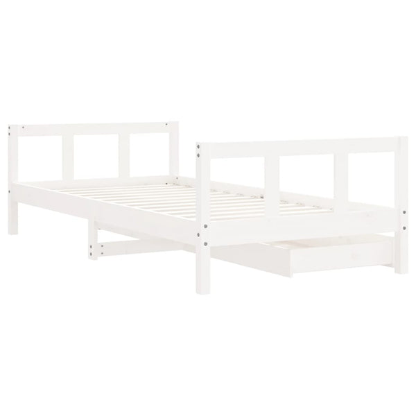 Single Bed Frames Kids Bed Frame With Drawers White 90X190 Cm Solid Wood Pine