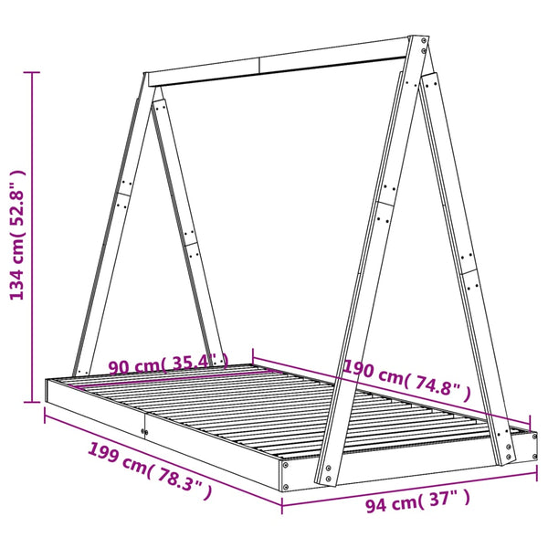 Vidaxl Kids Bed Frame White 90X190 Cm Solid Wood Pine Single Bed Frames
