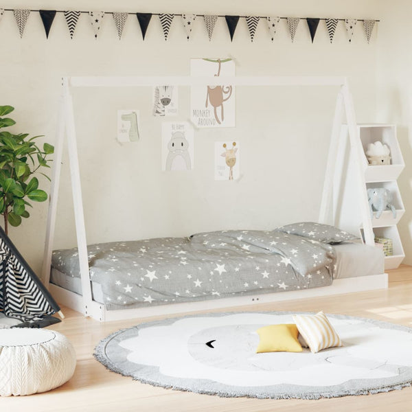 Vidaxl Kids Bed Frame White 90X190 Cm Solid Wood Pine Single Bed Frames
