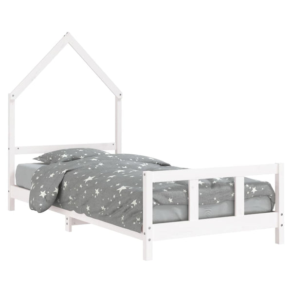 Kids Bed Frame White 92X187 Cm Single Solid Wood Pine Single Bed Frames