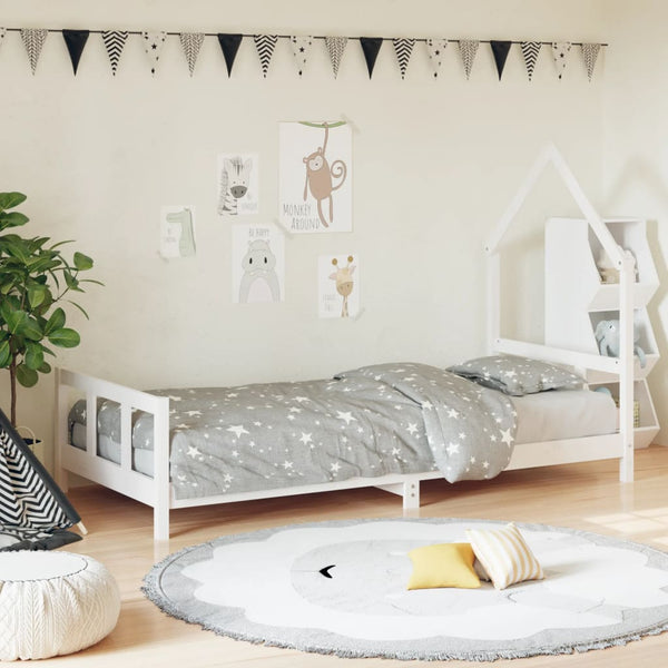 Single Bed Frames Kids Bed Frame White 92X187 Cm Single Solid Wood Pine