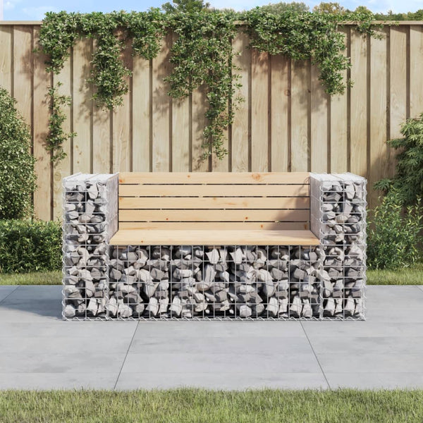 Patio Benches Garden Bench Gabion Design 143X71x65.5 Cm Solid Wood Pine