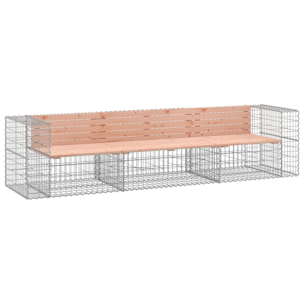 Garden Bench Gabion Design 287X71x65.5 Cm Solid Wood Douglas Patio Benches