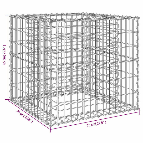 Vidaxl Gabion Basket Silver 70X70x65 Cm Galvanised Iron Gabion Baskets