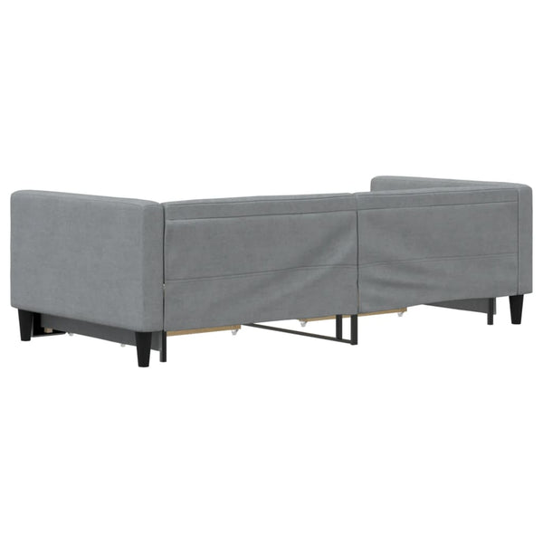 Daybed With Trundle And Drawers Light Grey 90X190 Cm Fabric Double Bed Frames