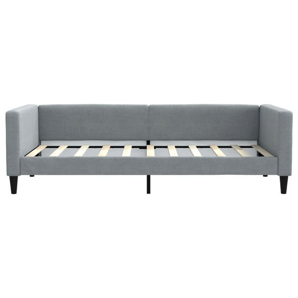 Daybed With Trundle And Drawers Light Grey 90X190 Cm Fabric Double Bed Frames