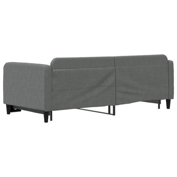 Daybed With Trundle Dark Grey 92X187 Cm Single Size Fabric Single Bed Frames