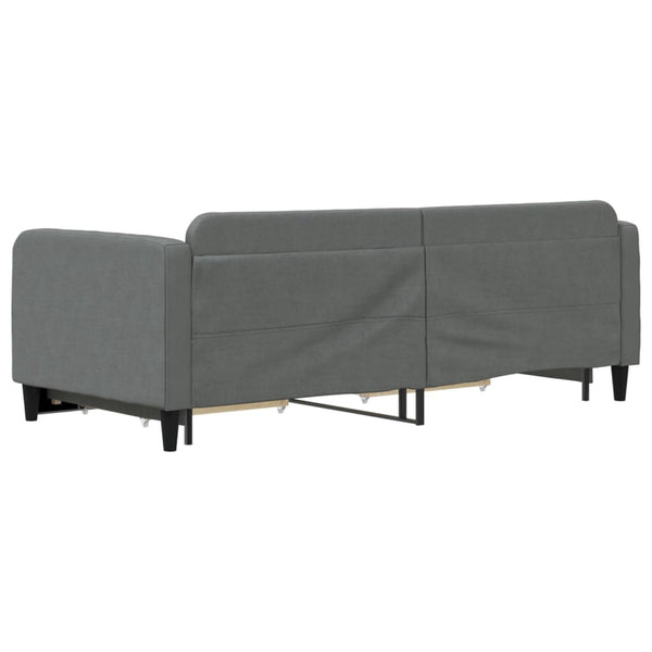 Daybed With Trundle And Drawers Dark Grey 92X187 Cm Single Size Fabric Single Bed Frames