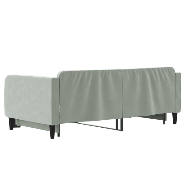 Daybed With Trundle Light Grey 92X187 Cm Single Size Velvet Single Bed Frames