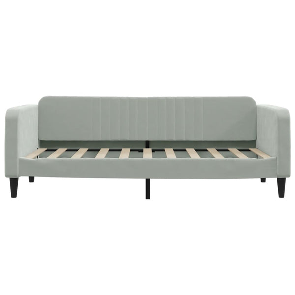 Daybed With Trundle Light Grey 92X187 Cm Single Size Velvet Single Bed Frames