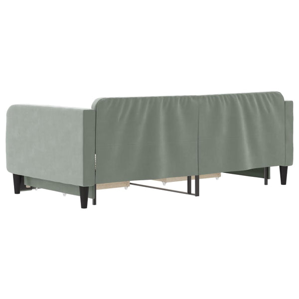Daybed With Trundle And Drawers Light Grey 92X187 Cm Single Size Velvet Single Bed Frames