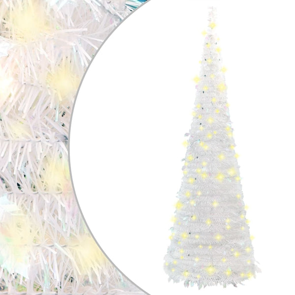 Vidaxl Artificial Christmas Tree Pop Up 50 Leds White 120 Cm Seasonal Decorations