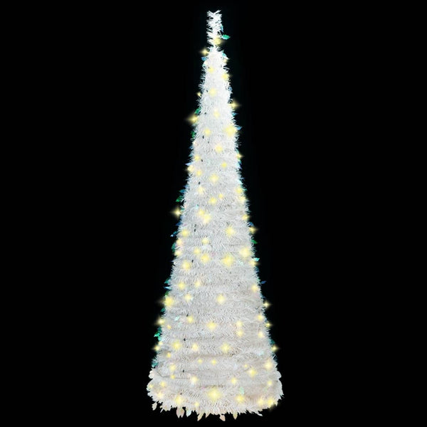 Vidaxl Artificial Christmas Tree Pop Up 100 Leds White 150 Cm Seasonal Decorations