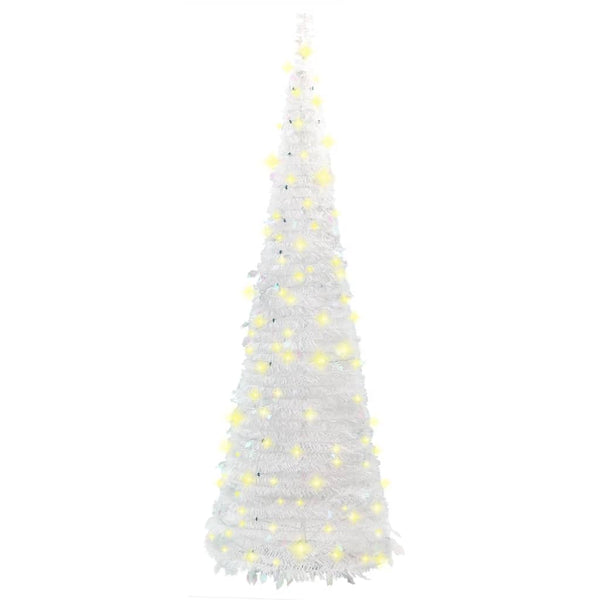 Vidaxl Artificial Christmas Tree Pop Up 100 Leds White 150 Cm Seasonal Decorations