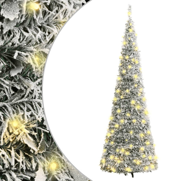Vidaxl Artificial Christmas Tree Pop Up Flocked Snow 50 Leds 120 Cm Seasonal Decorations