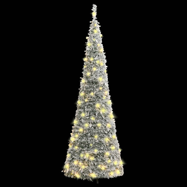 Vidaxl Artificial Christmas Tree Pop Up Flocked Snow 50 Leds 120 Cm Seasonal Decorations