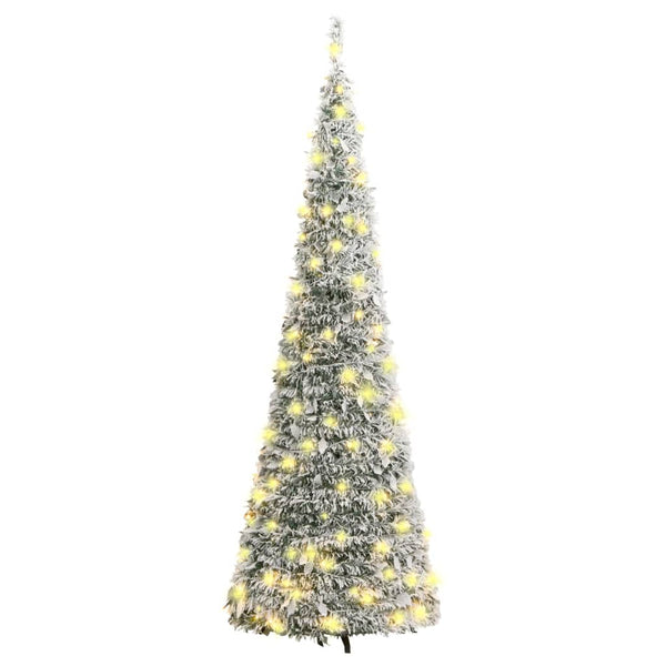 Vidaxl Artificial Christmas Tree Pop Up Flocked Snow 50 Leds 120 Cm Seasonal Decorations