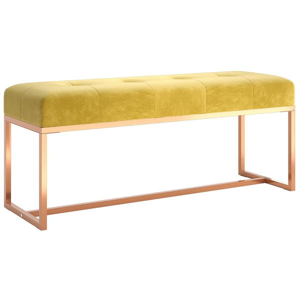 Bench Mustard Yellow 110X36x45 Cm Velvet Benches