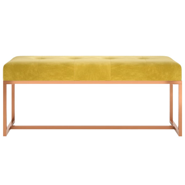 Bench Mustard Yellow 110X36x45 Cm Velvet Benches