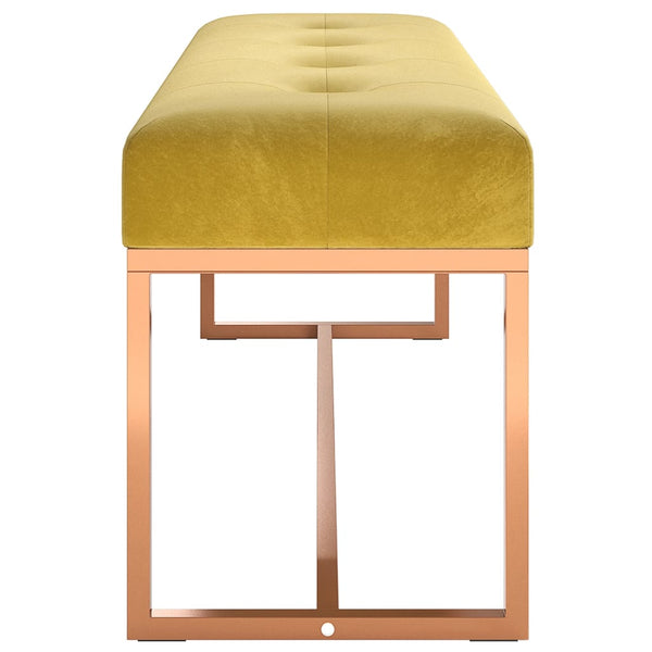 Bench Mustard Yellow 110X36x45 Cm Velvet Benches