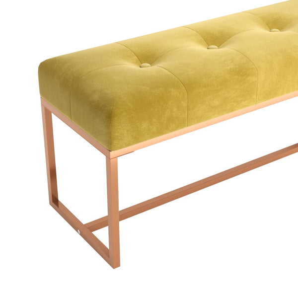 Bench Mustard Yellow 110X36x45 Cm Velvet Benches