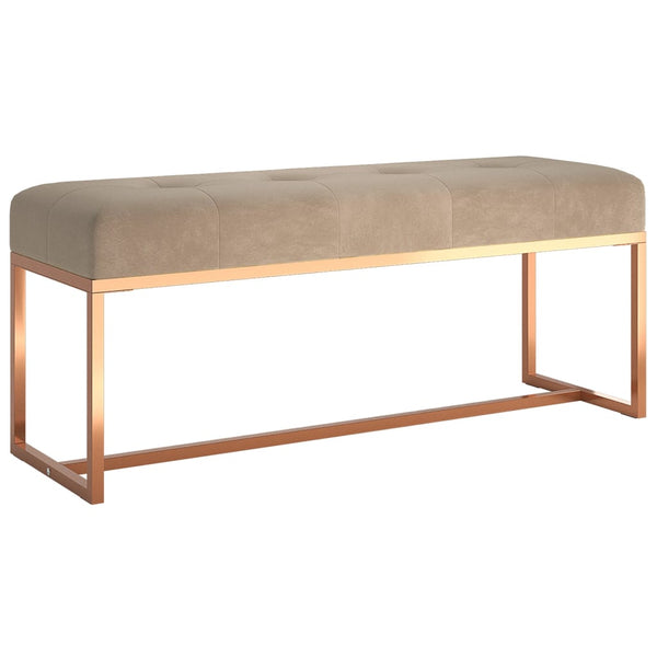 Bench Beige 110X36x45 Cm Velvet Benches