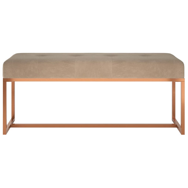 Bench Beige 110X36x45 Cm Velvet Benches