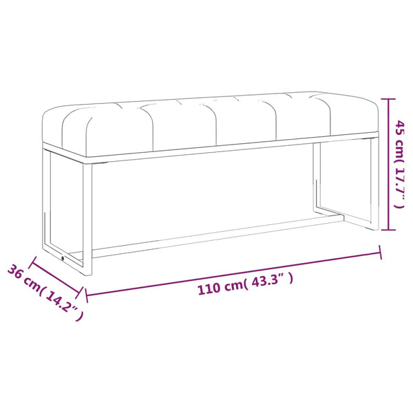Bench Beige 110X36x45 Cm Velvet Benches